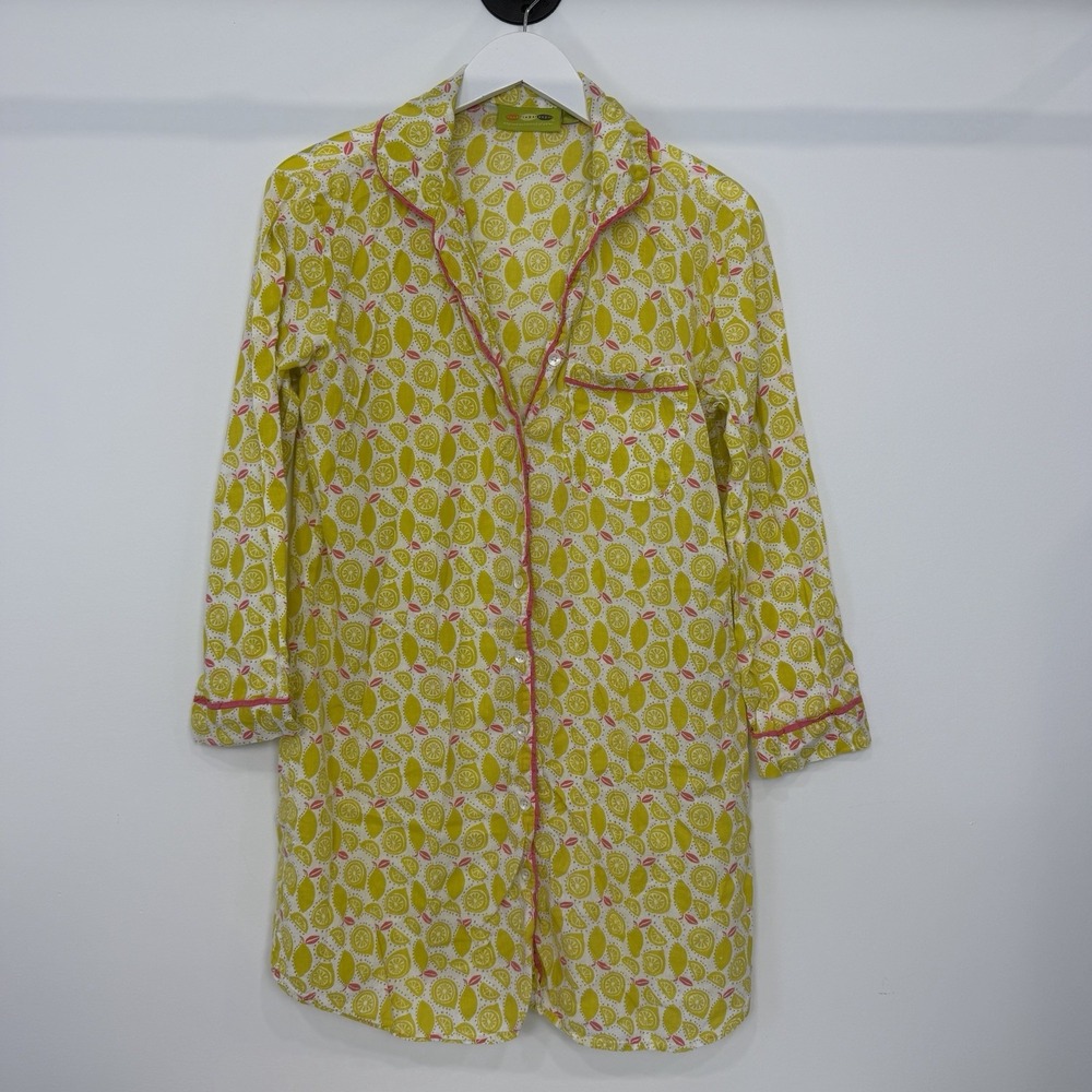 Rock Flower Paper Lemons Pajamas Nightshirt M Sleep Shirt Cotton